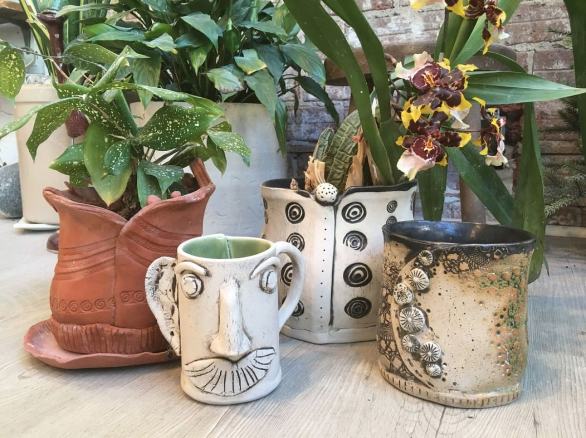 Plants in ceramic vase