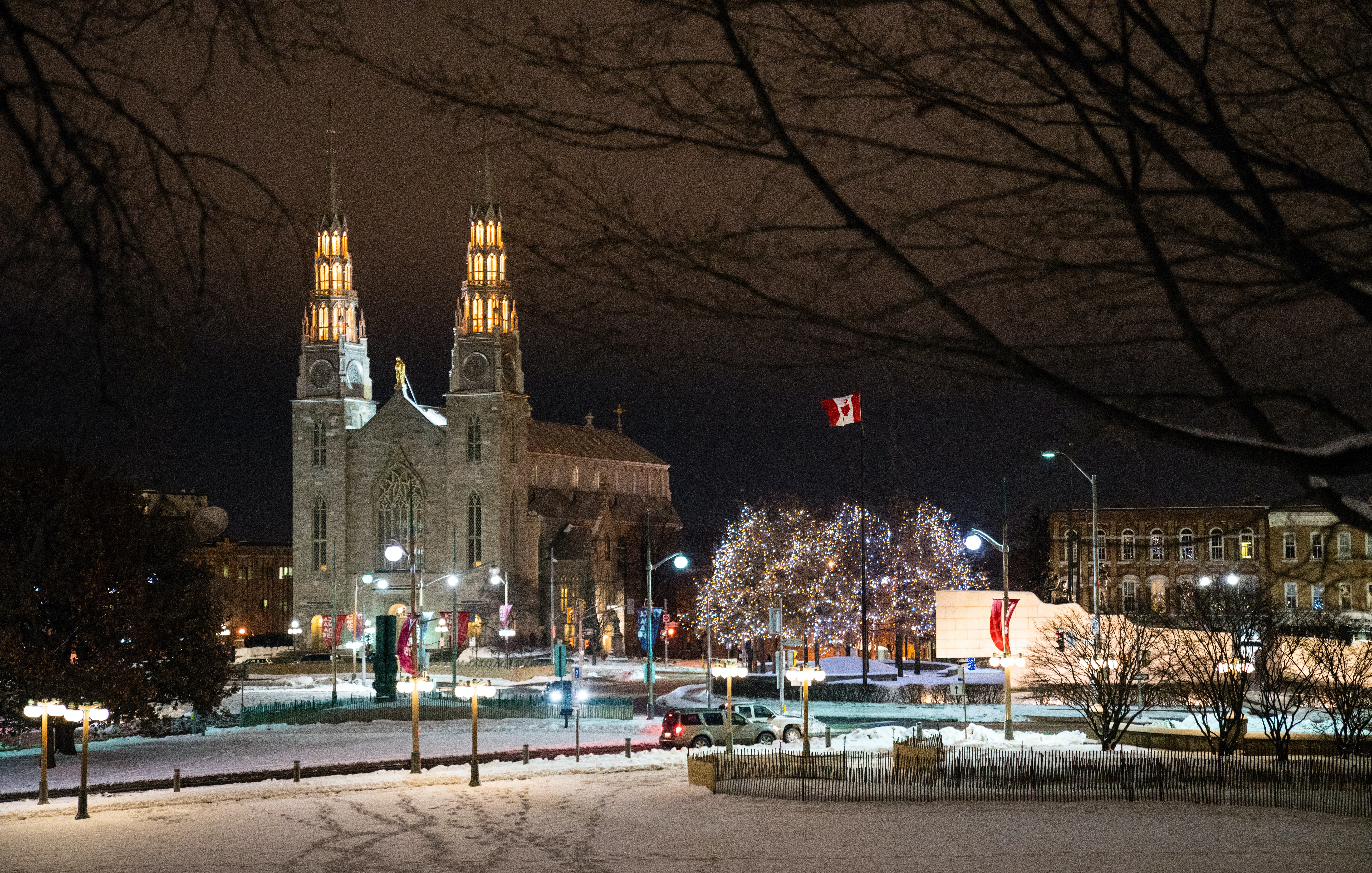 Photo de soir la Ville d'Ottawa à l'hiver 
