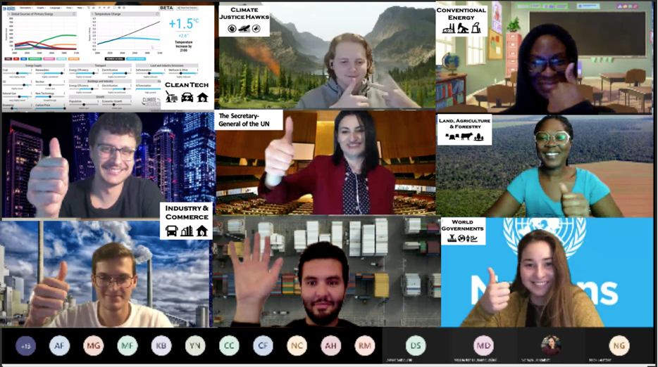Telfer Students on Zoom during World Climate SImulation