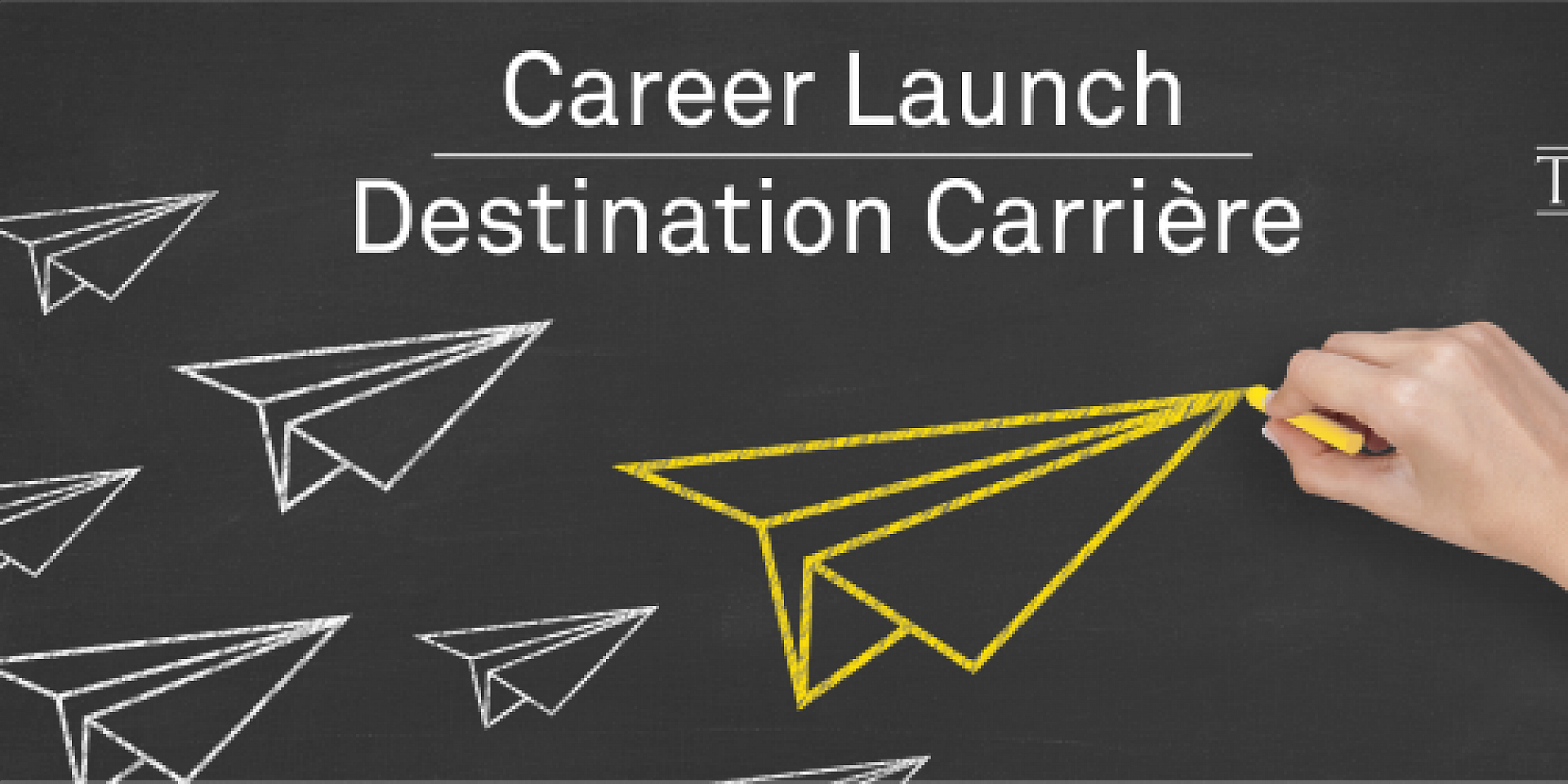 Black board with the words "Career Launch" written on it