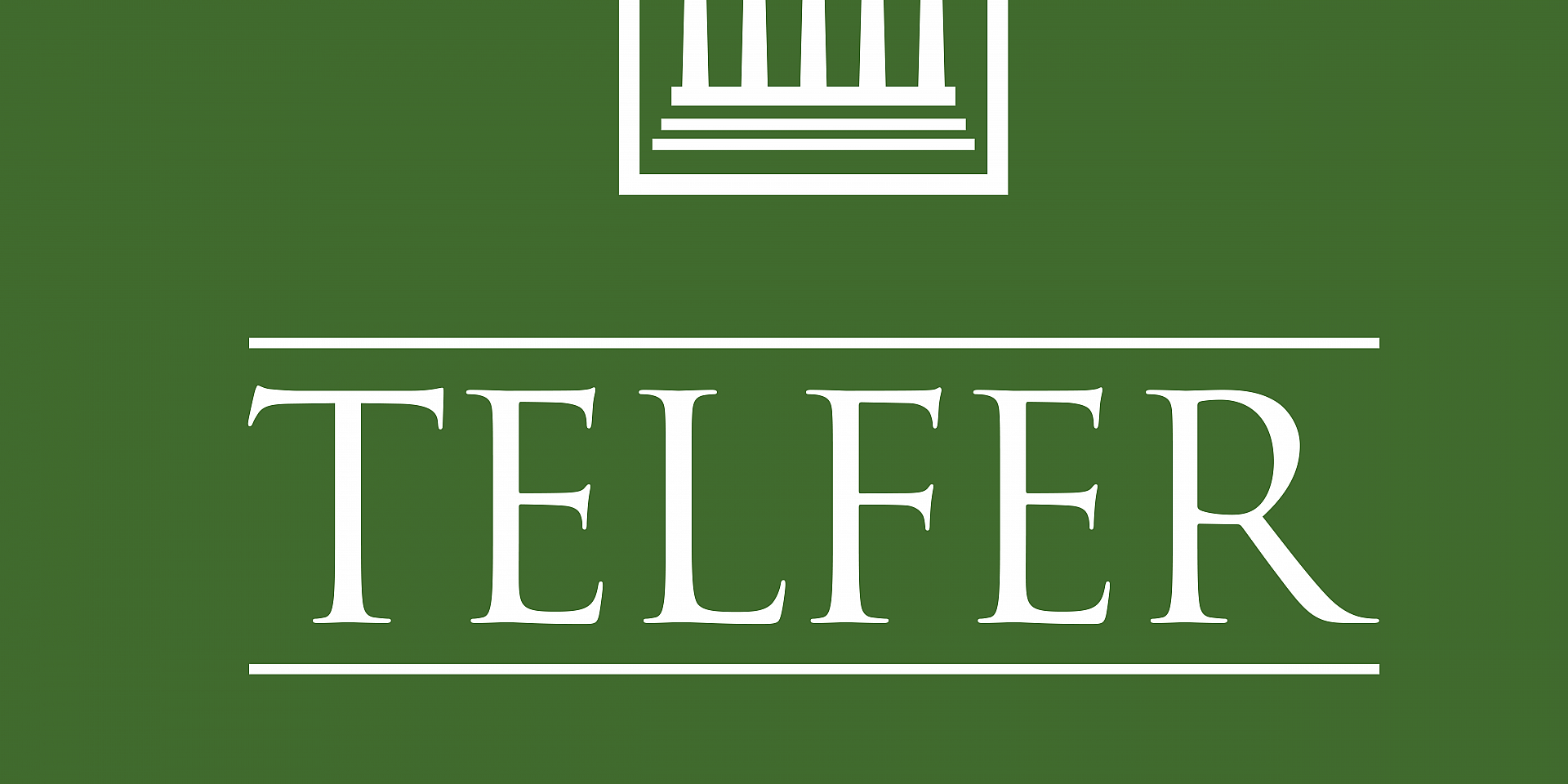 Telfer logo on a green background.