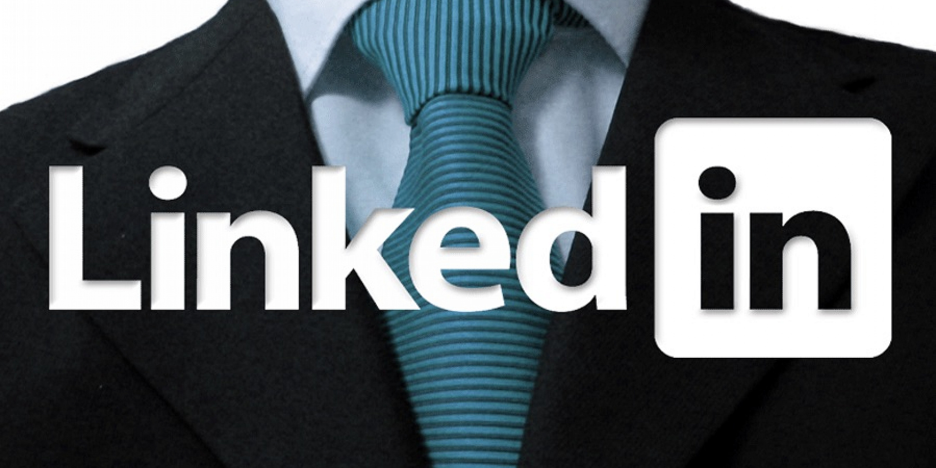 LinkedIn logo over a black suit.