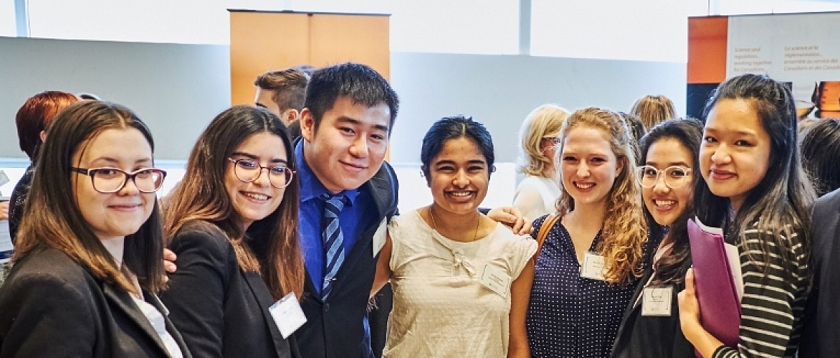 Students smiling at networking events