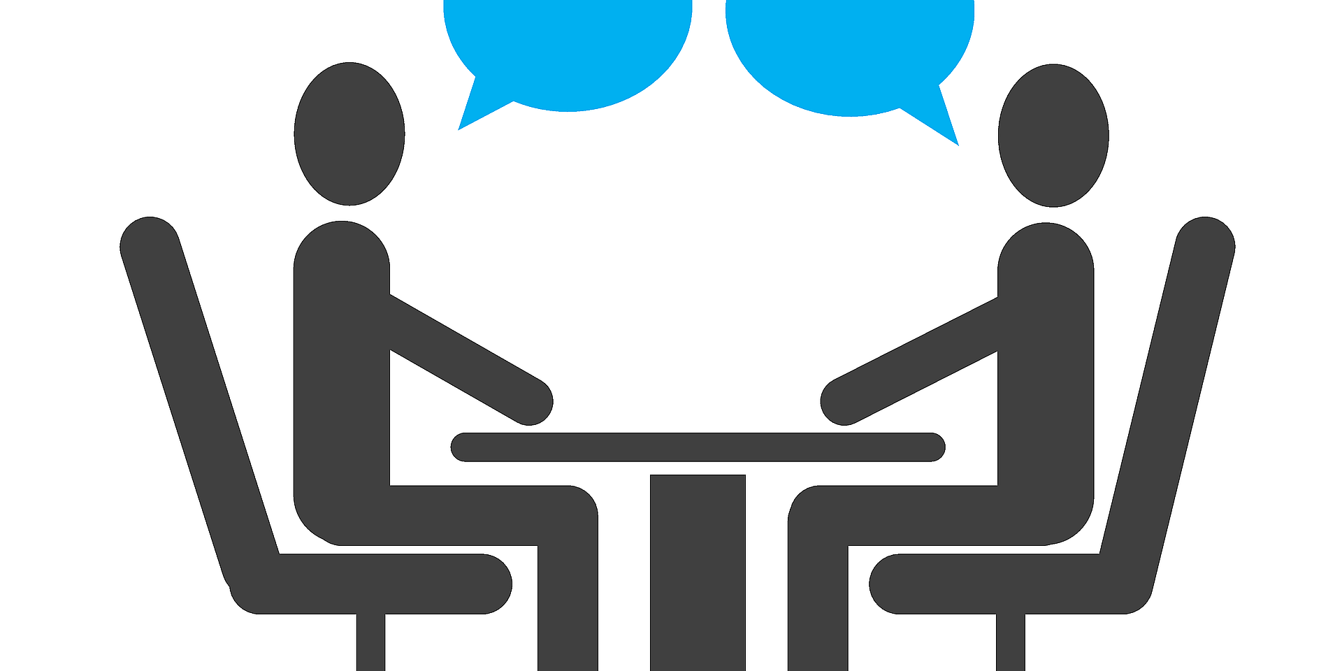 Pictogram of two humans having an interview.