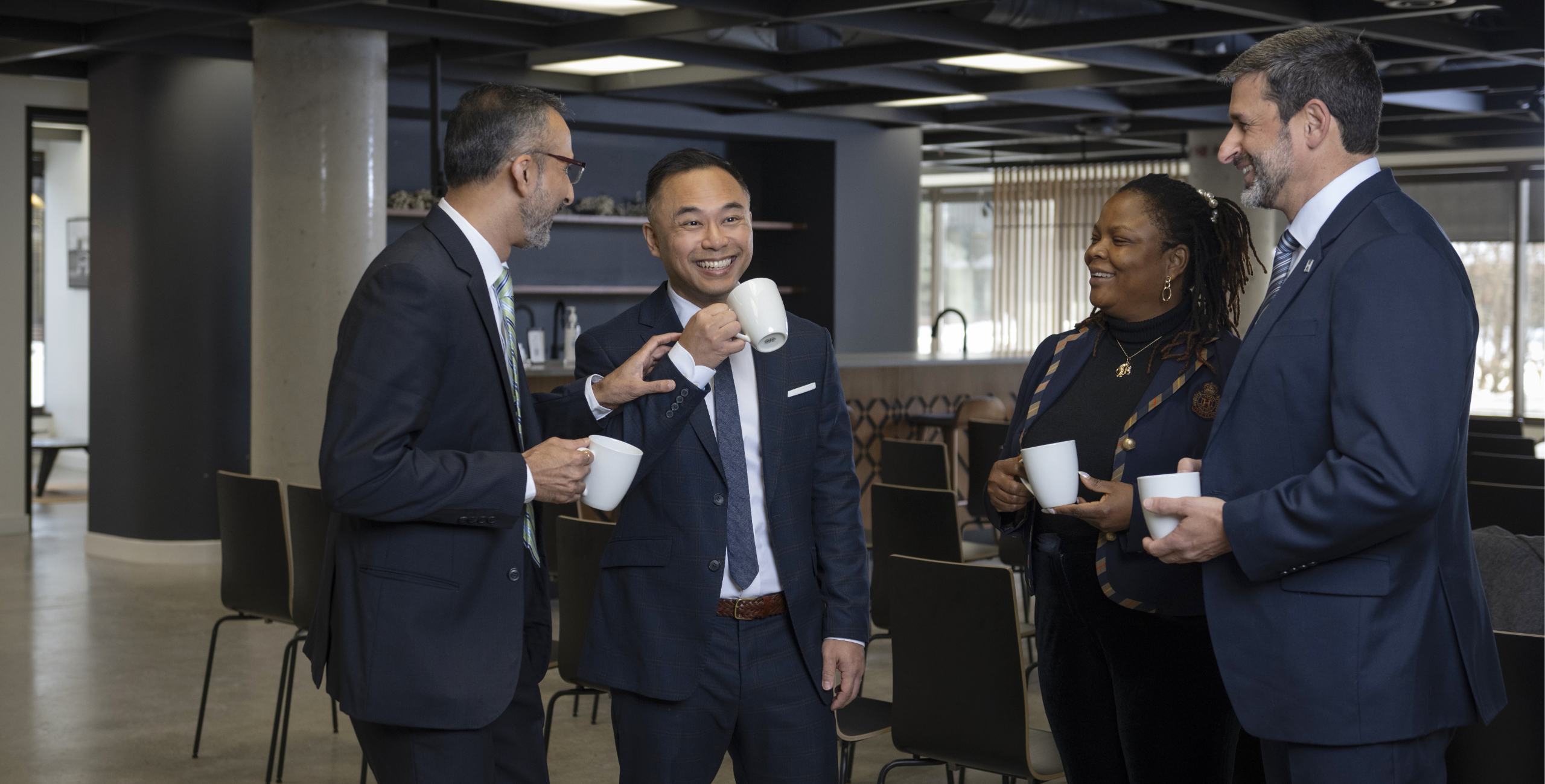 people chatting and enjoying coffee