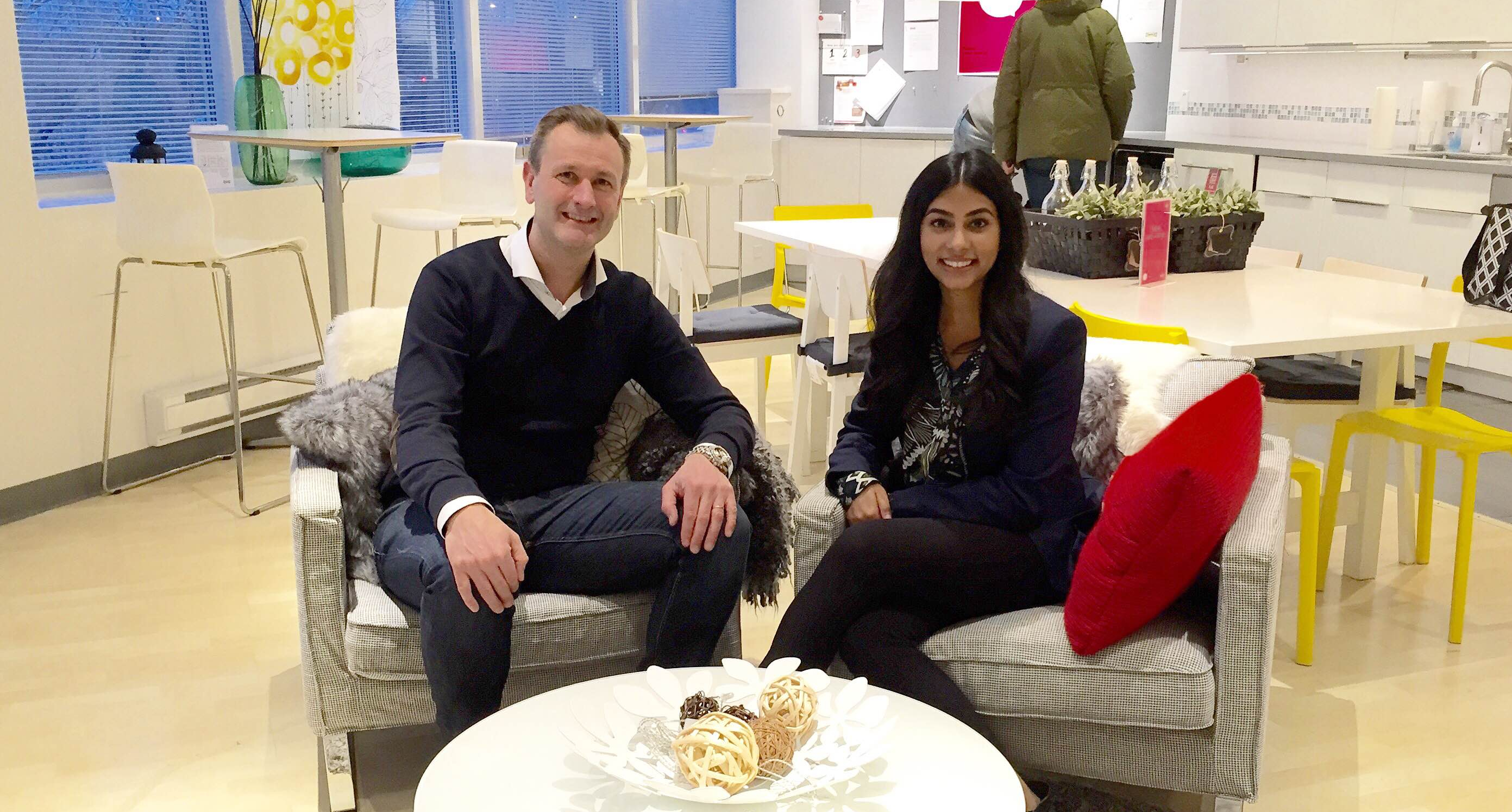 Stefan Sjöstrand, President of IKEA Canada, with 2016 CEO x 1 Day finalist, Maria Poonawala.