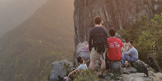 Students watching sunset