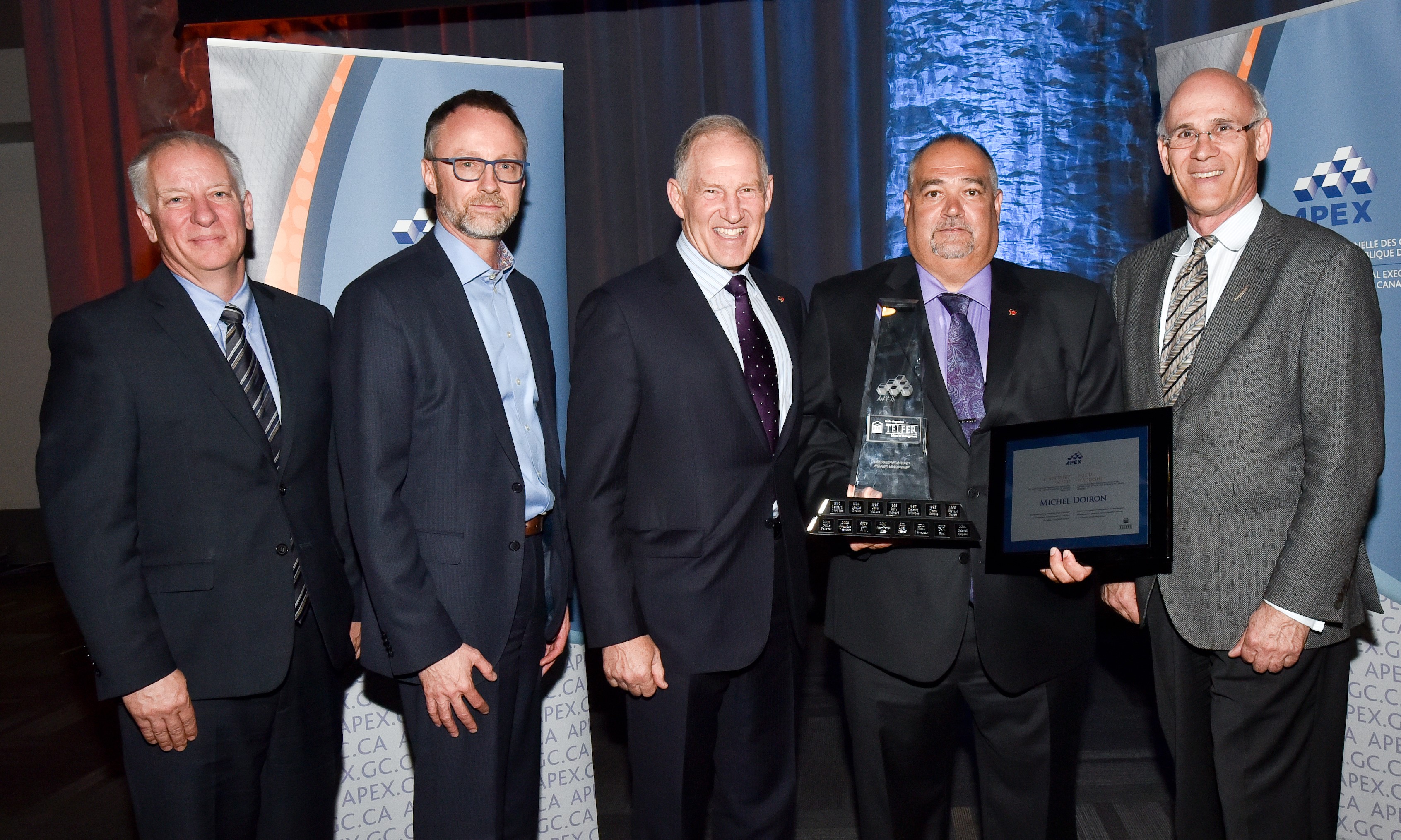 Michel Doiron, ADM at Veterans - winner of the APEX Award of Excellence in Leadership - sponsored by Telfer