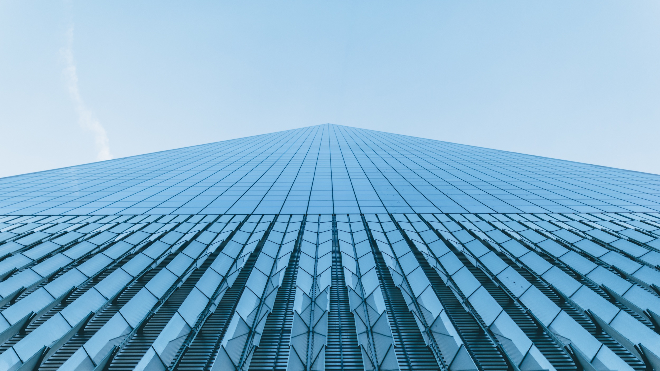 View up a building