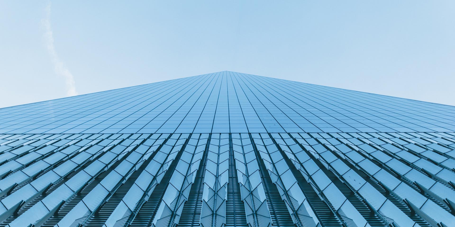 View up a building