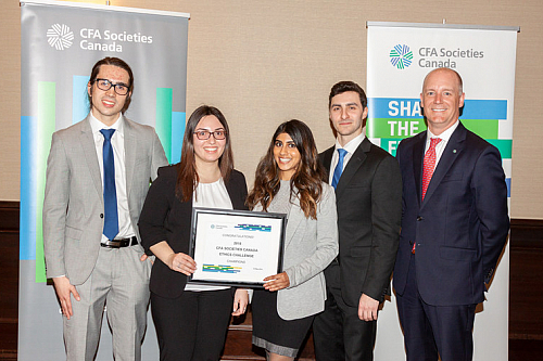 Nos étudiants de l'École Telfer - champions du Défi éthique 2018 de CFA Societies Canada
