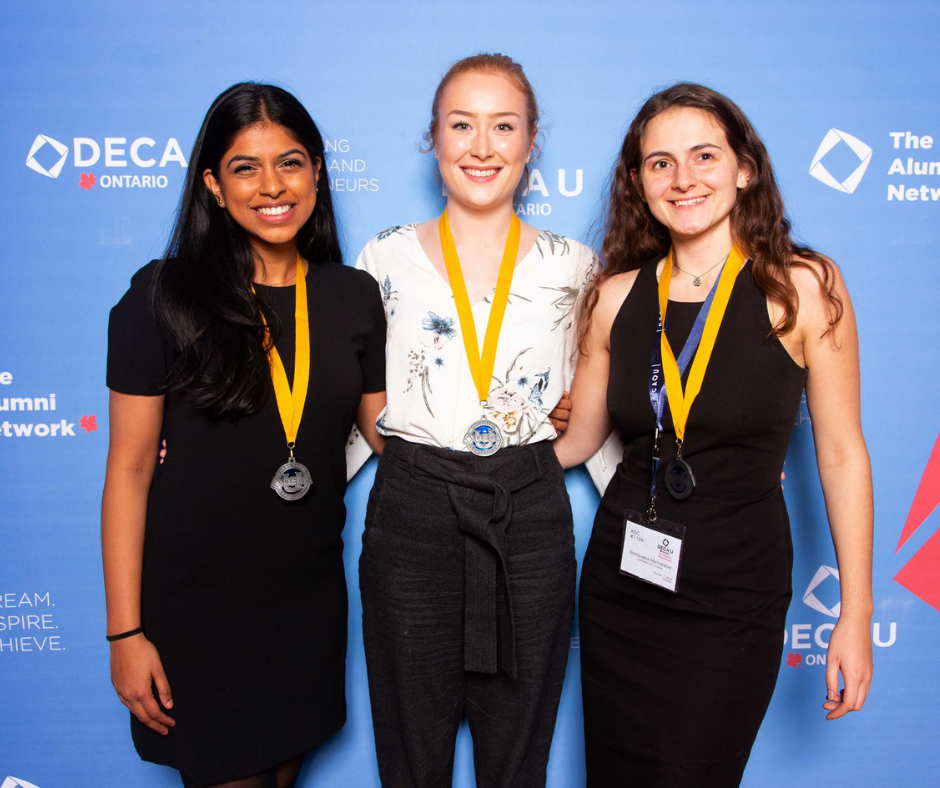 three girls win at deca u