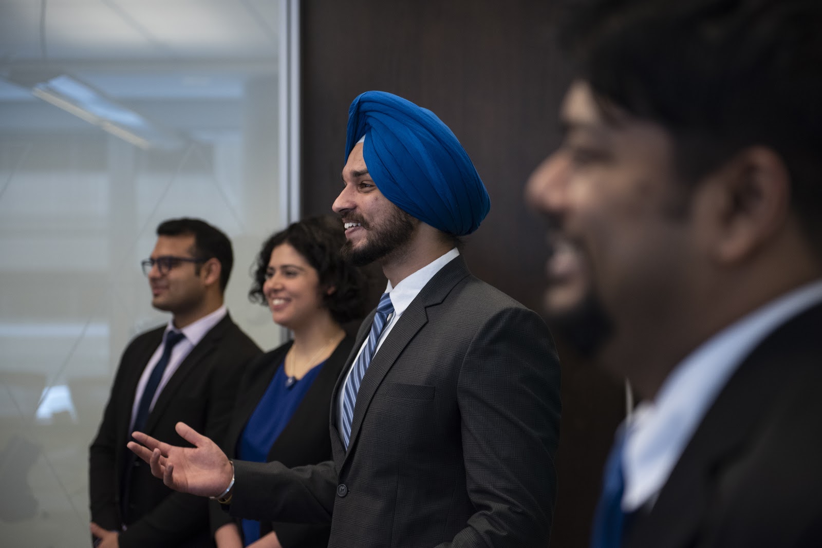 MHA and MBA Students Anya Marion, Daman Preet Singh, Nazmus Saqib Tasin, and Sidharth Mahajan of the Telfer School of Management