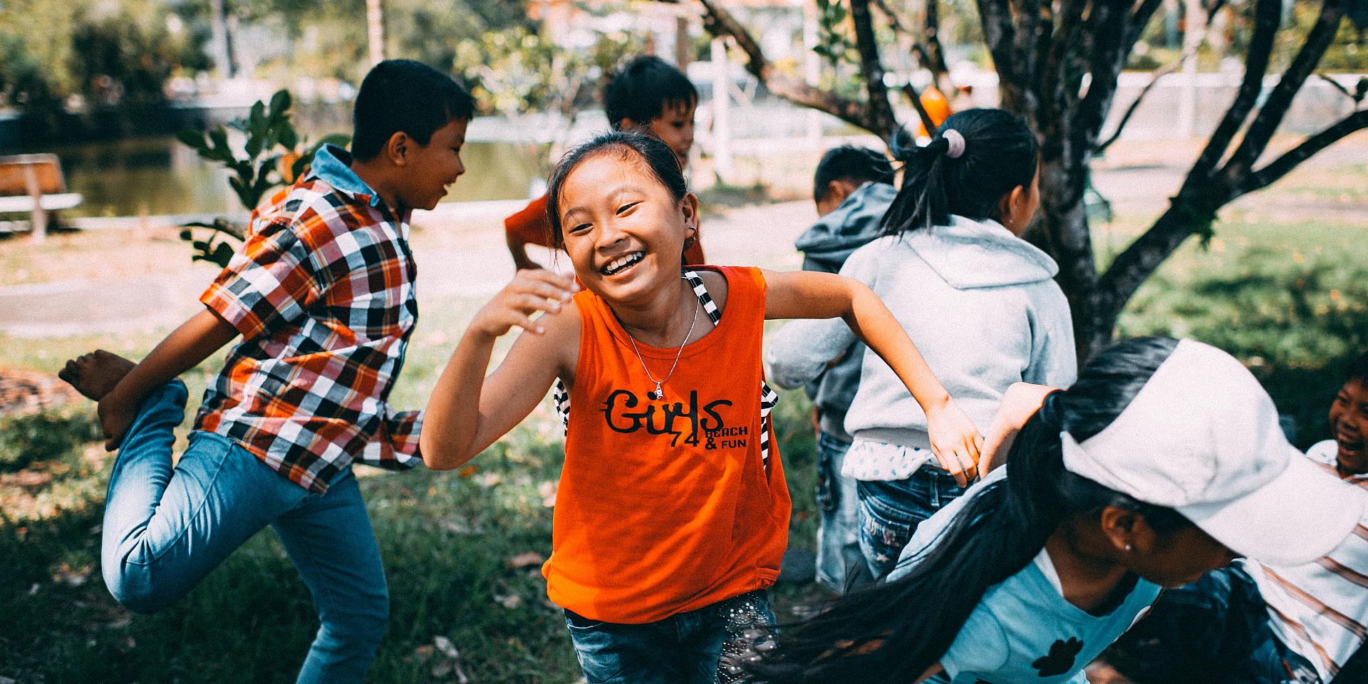 Children running ouside