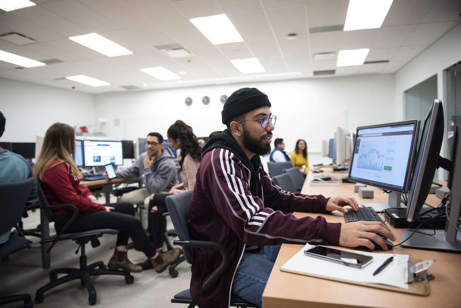 student looking at computer