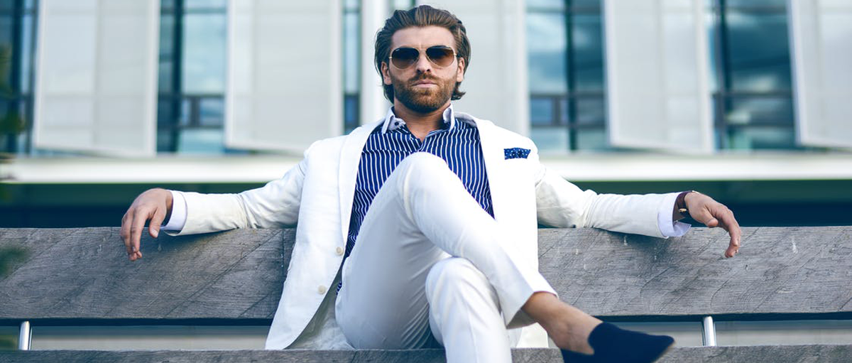 Wealthy man on a bench