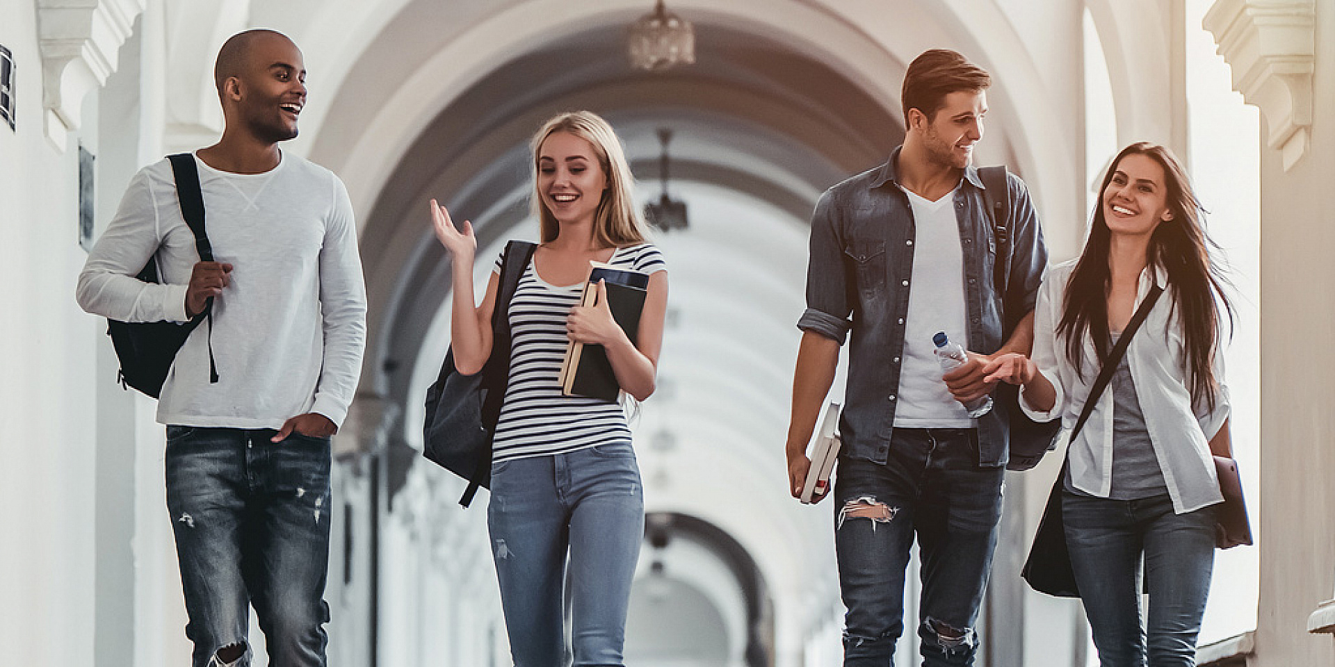 Students walking on campus