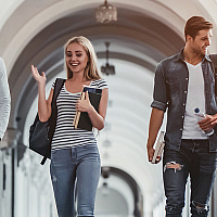 Students walking on campus