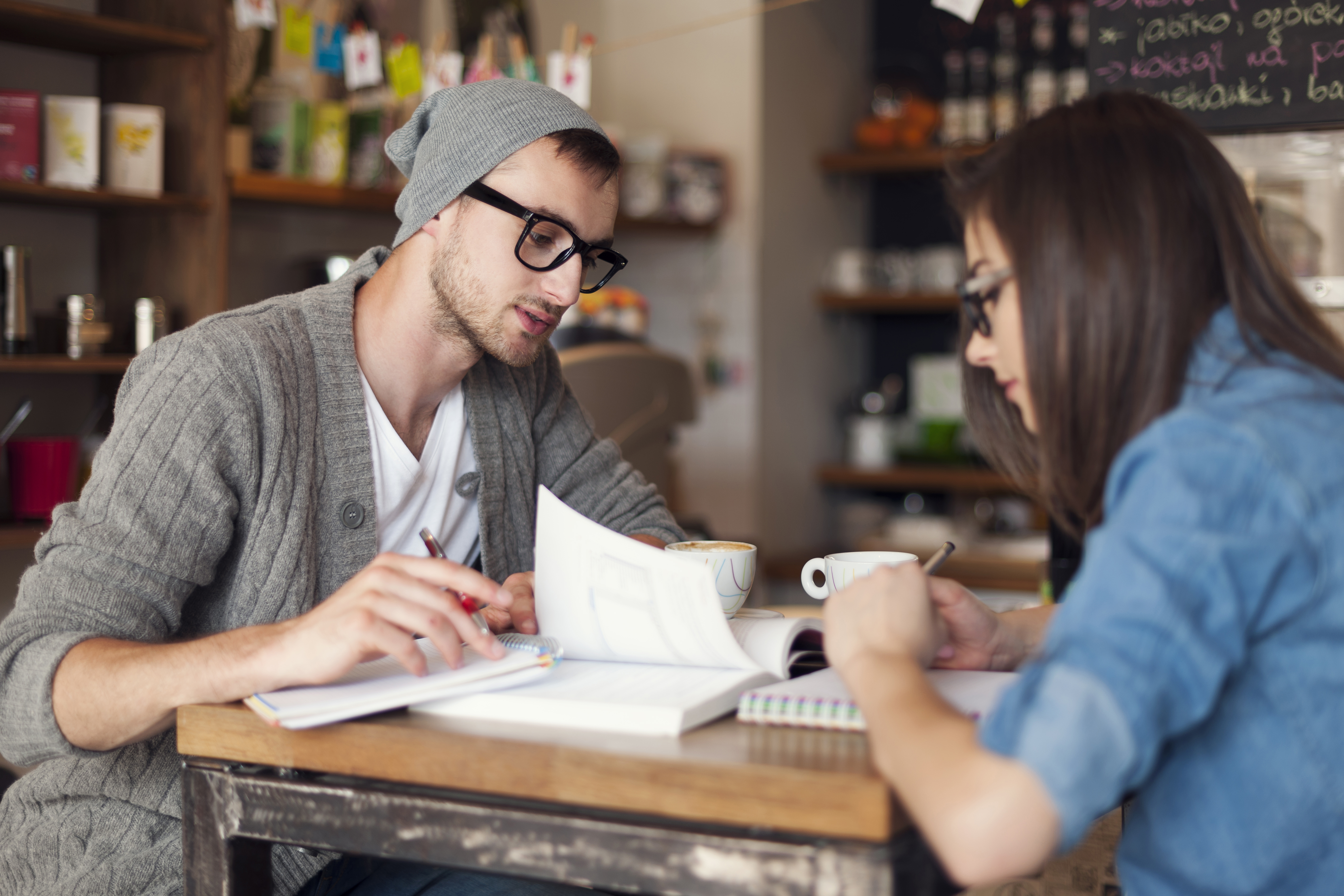 Students studying at a coffee shop