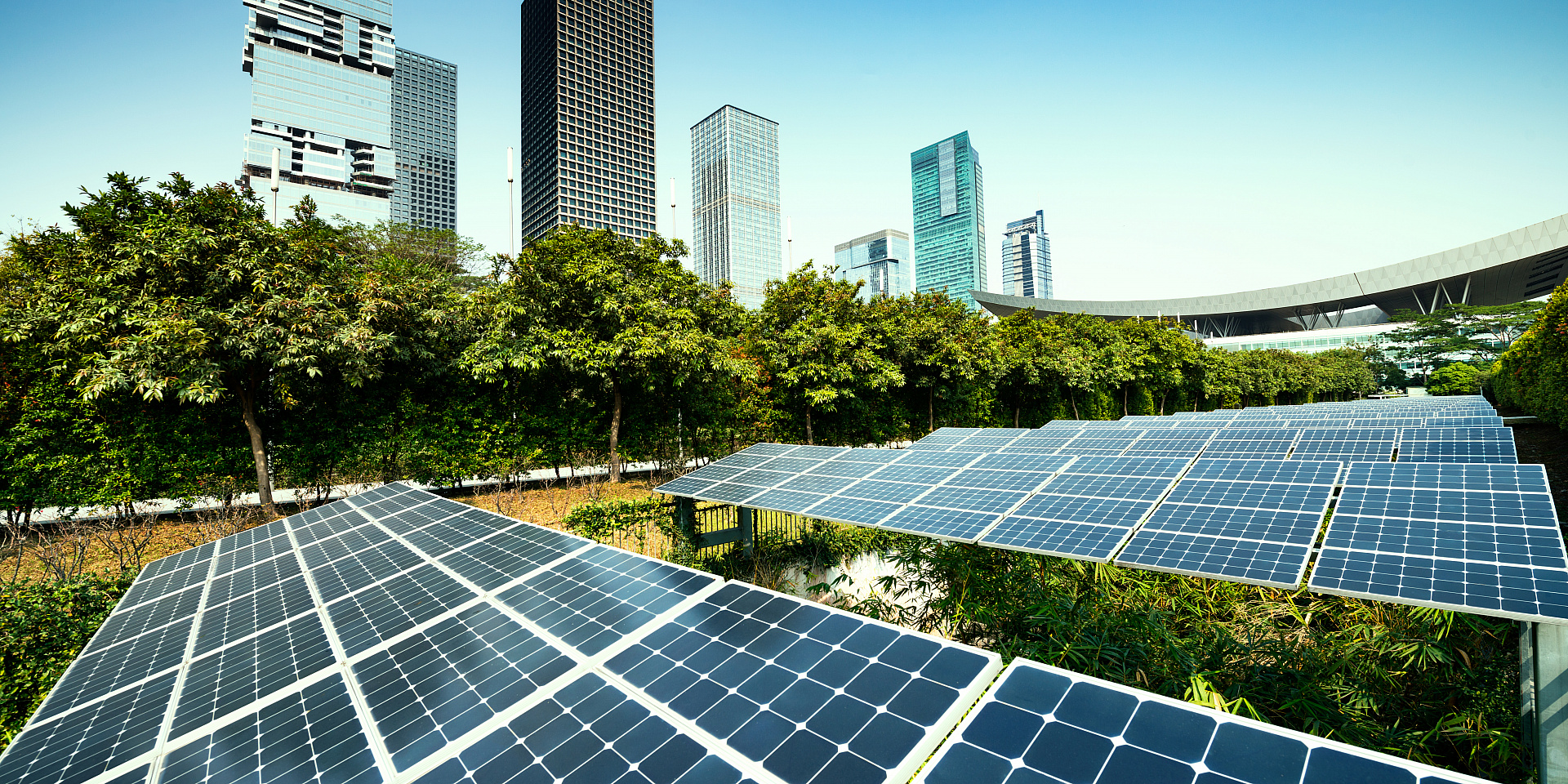 Une rangée de panneaux solaires