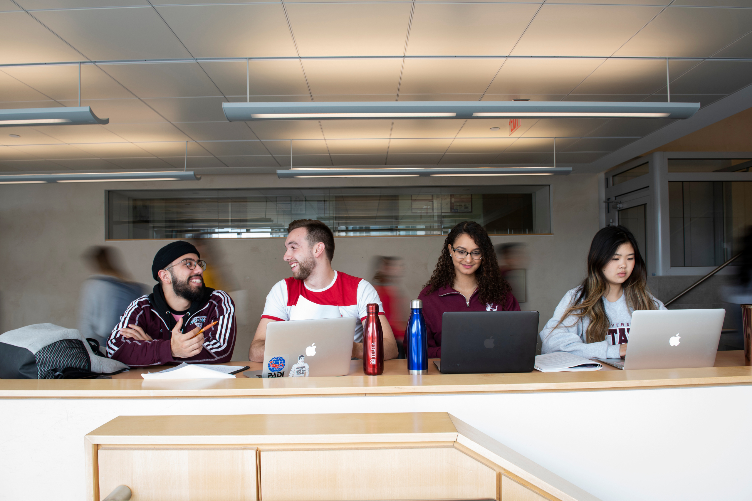 group of students studying in hall