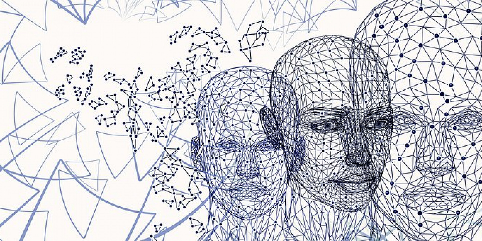 Illustration of human faces created by connecting fibers.
