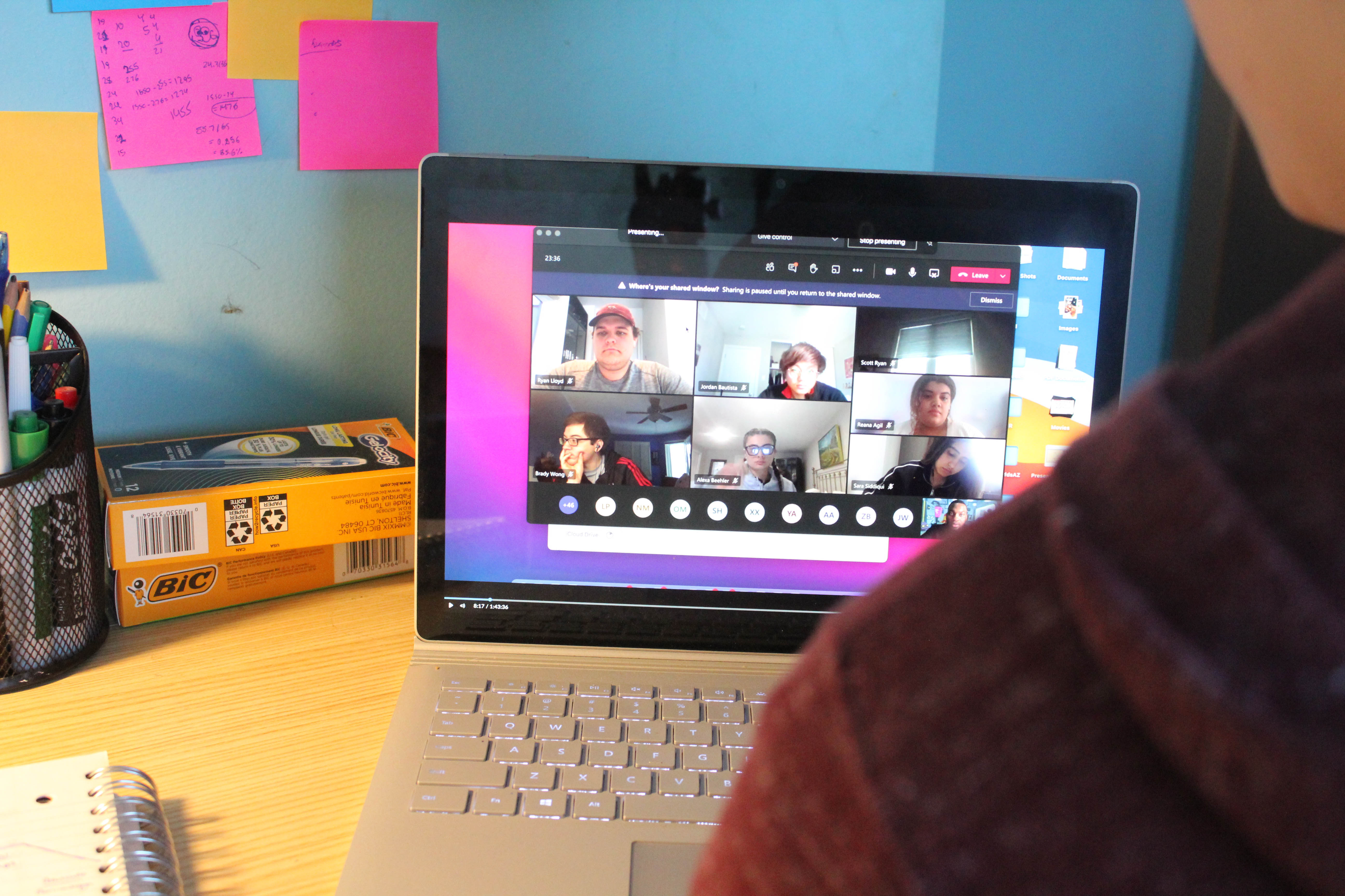 Students in front of computer on videoconference