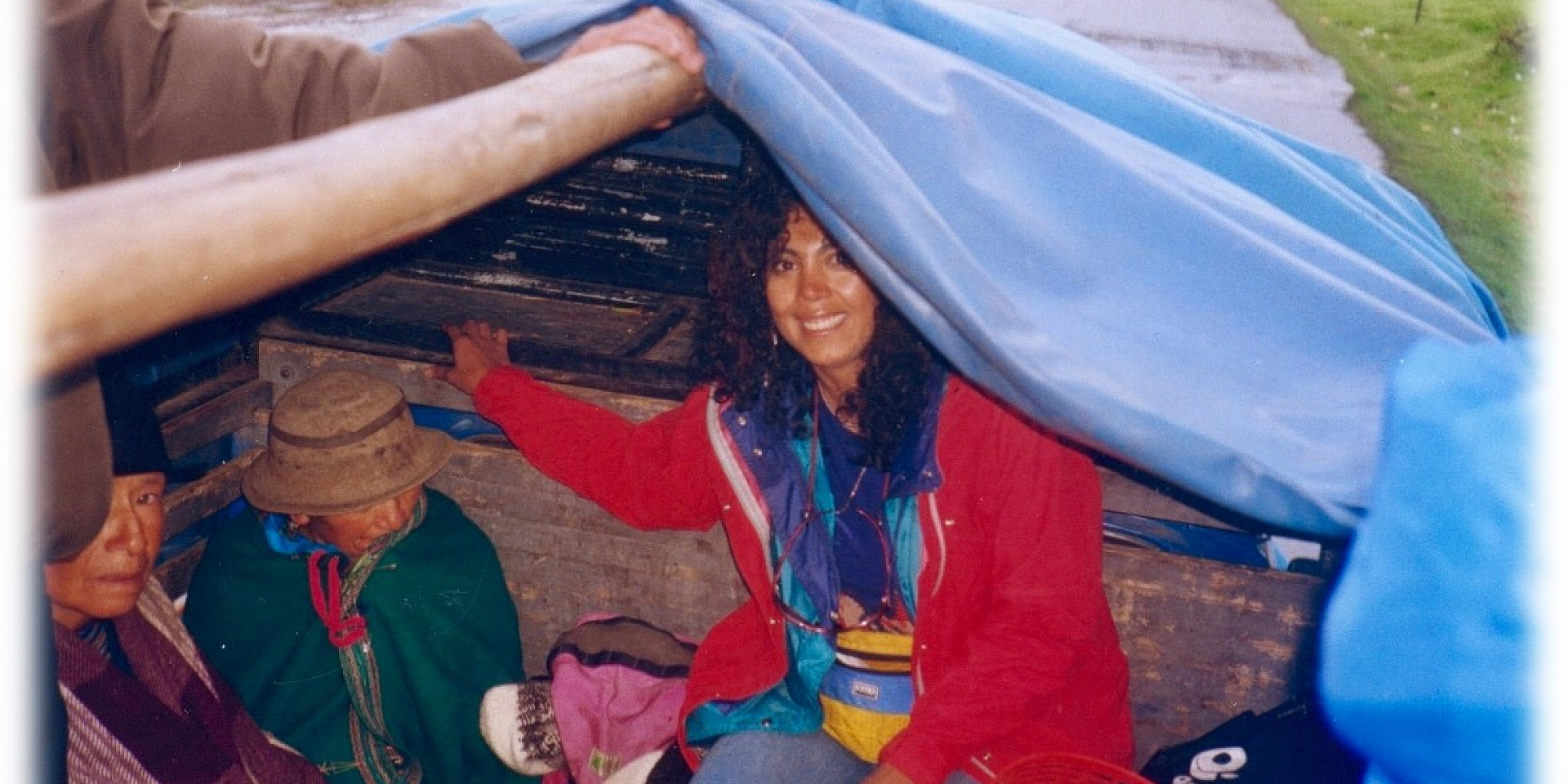Ana Maria Peredo under a tent