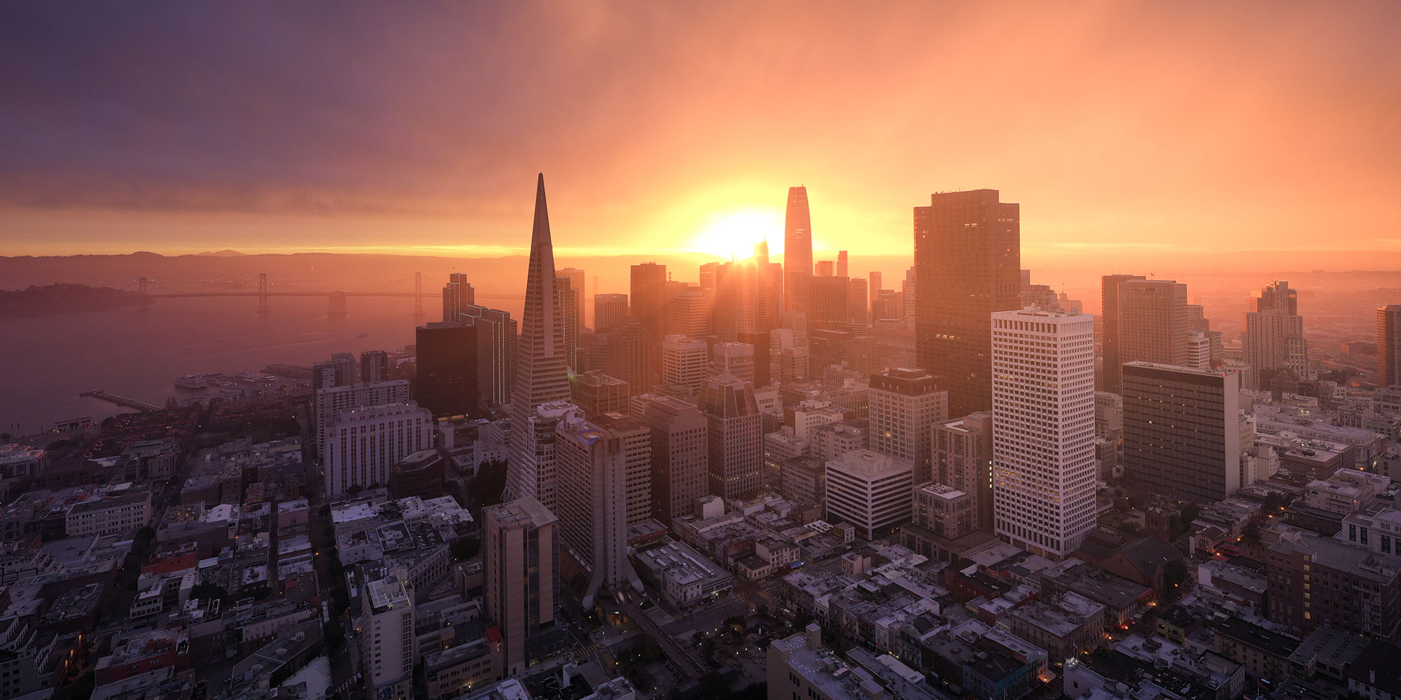San Francisco Skyline with Dramatic Sunrise, California, USA