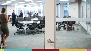 Participants are chatting together in a classroom at Telfer's Executive Campus.