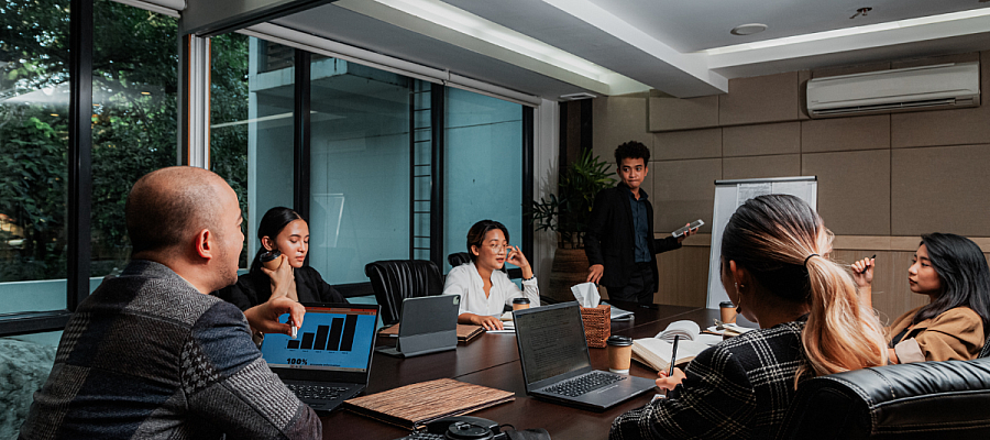 group training in a boardroom