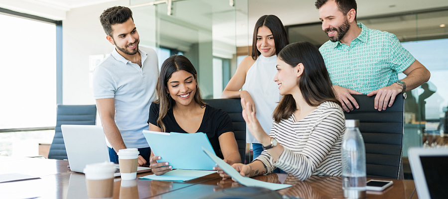 people in an office working