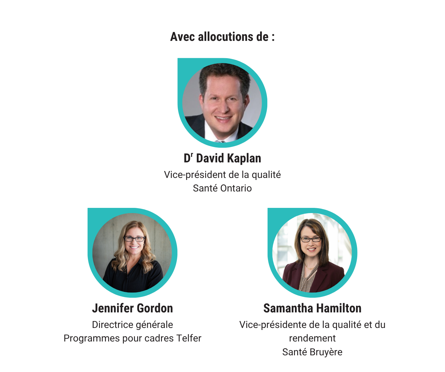 Photos du Dr David Kaplan, de Jennifer Gordon, et de Samantha Hamilton.