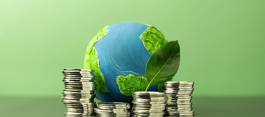 monde avec des pièces de monnaie devant