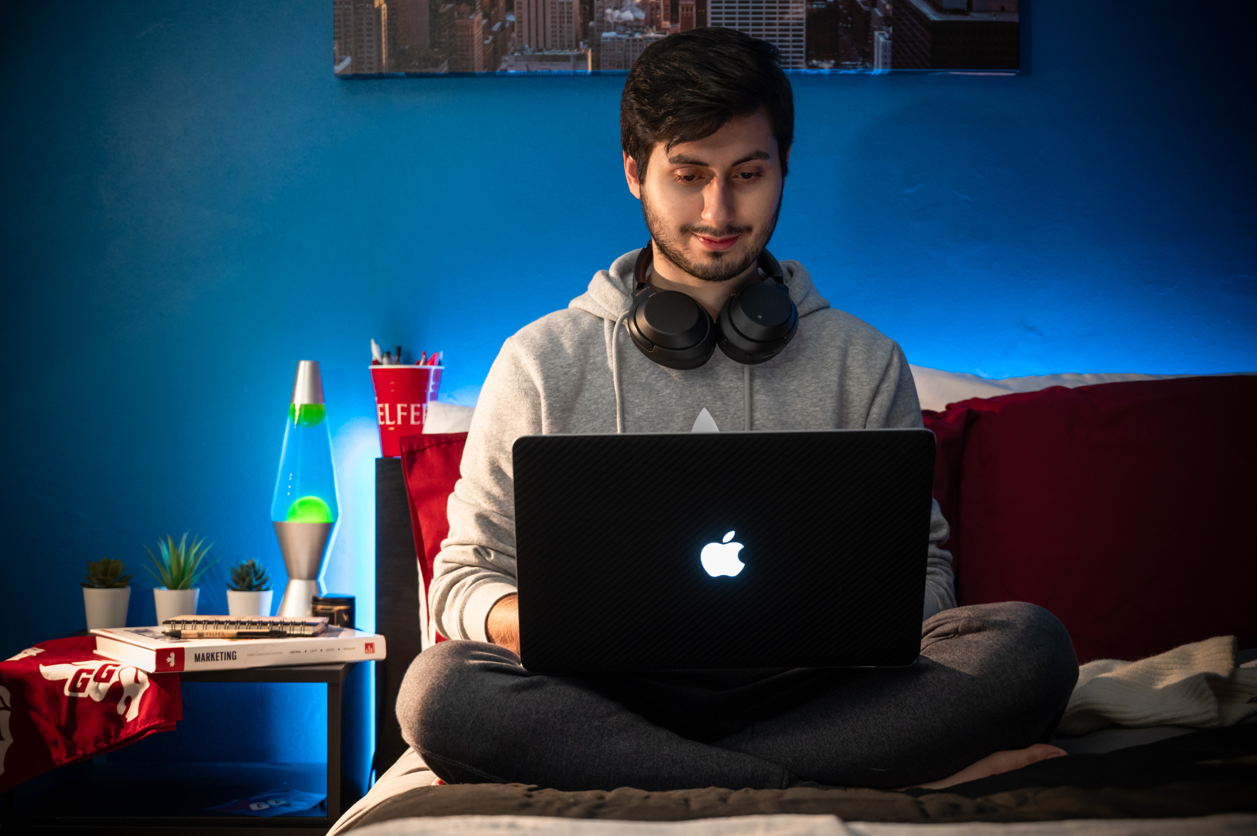 Telfer student studying from home on laptop