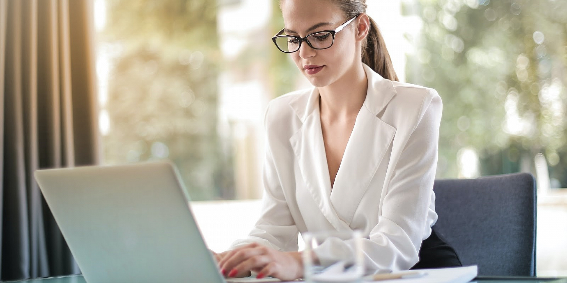 Young woman working on a laptop