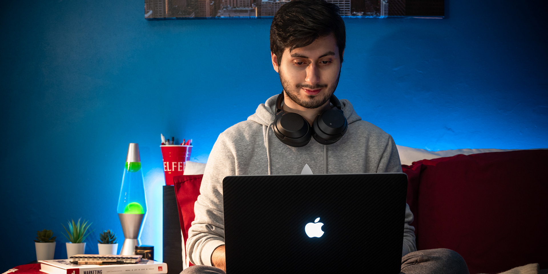 Telfer student studying at home