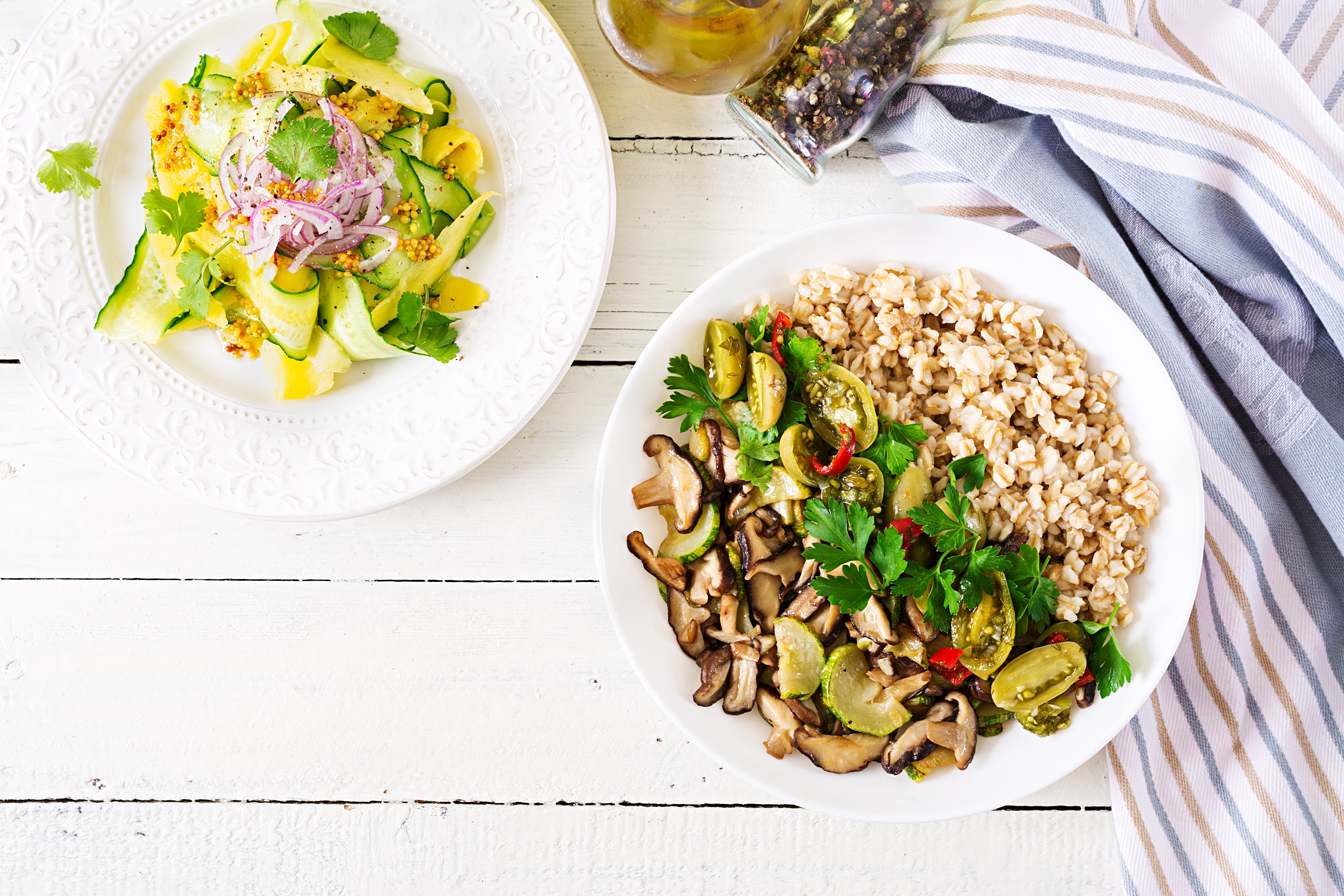 healthy food in a bowl on a counter