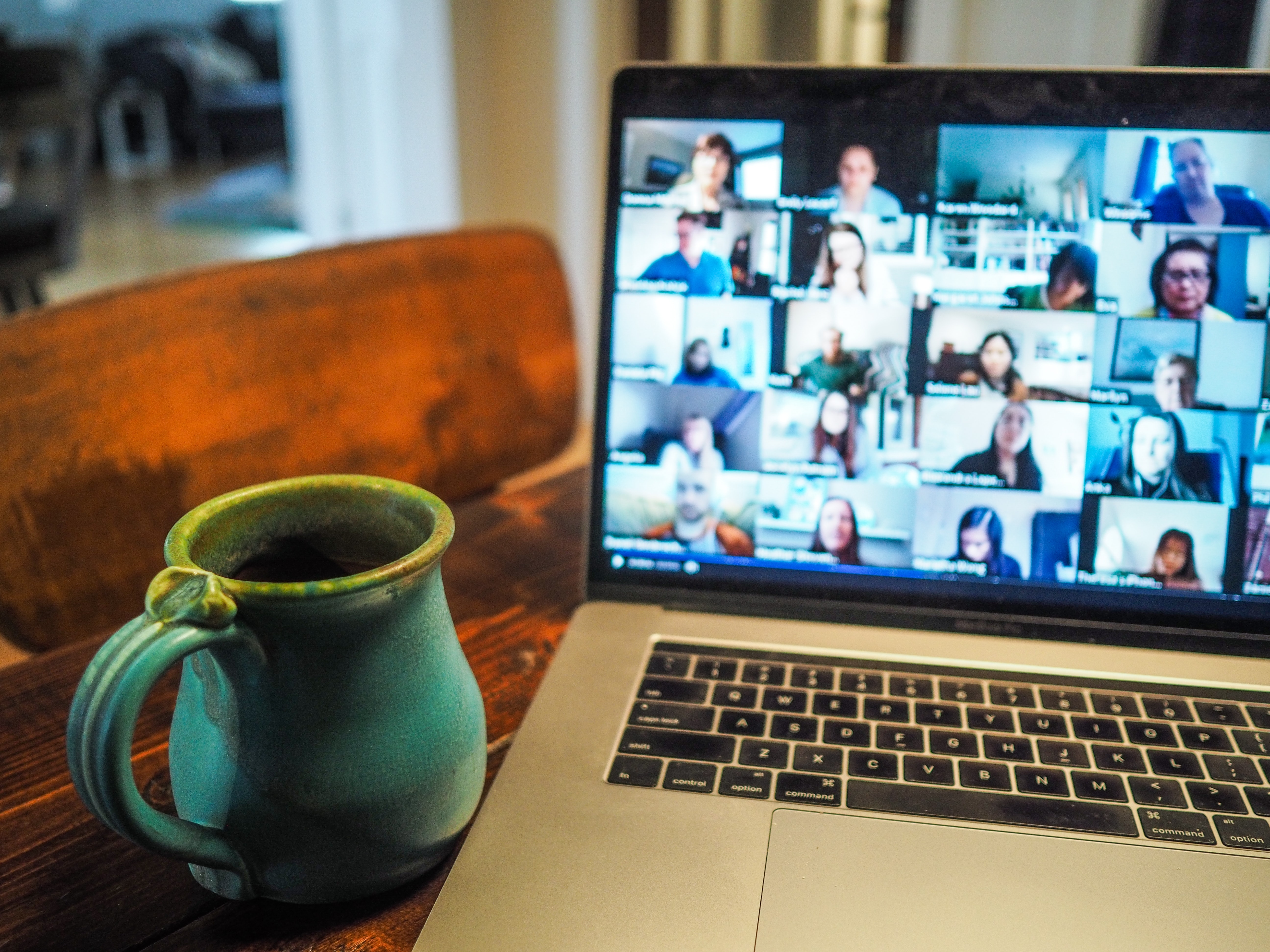 Online call meeting on a laptop 