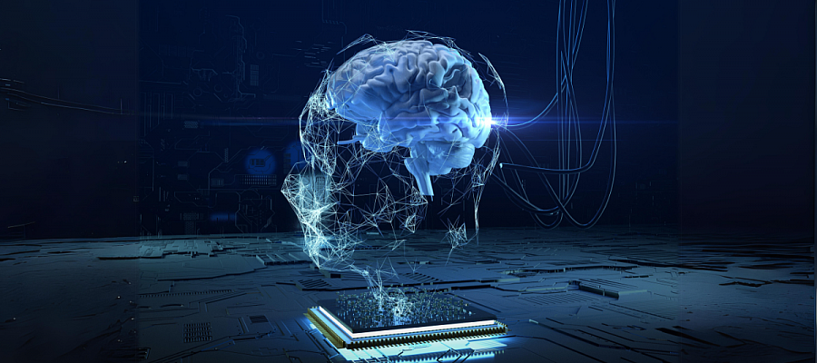 image of a head and brain emerging from a tablet screen