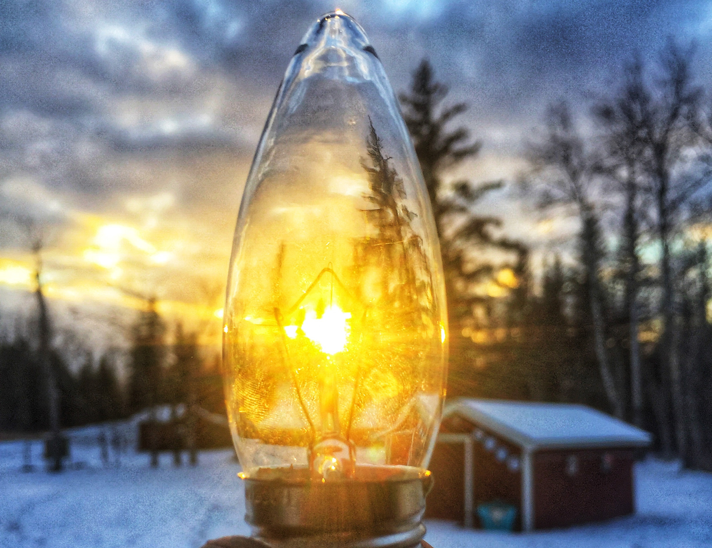 Light bulb with sun on backgound