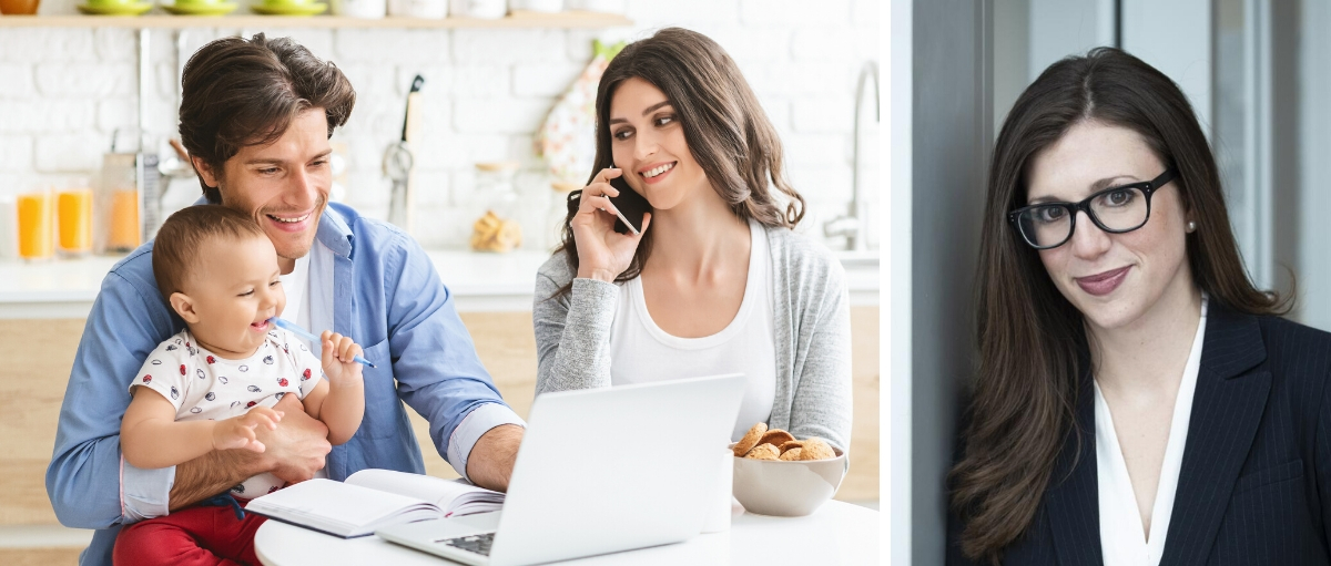 Family working at home