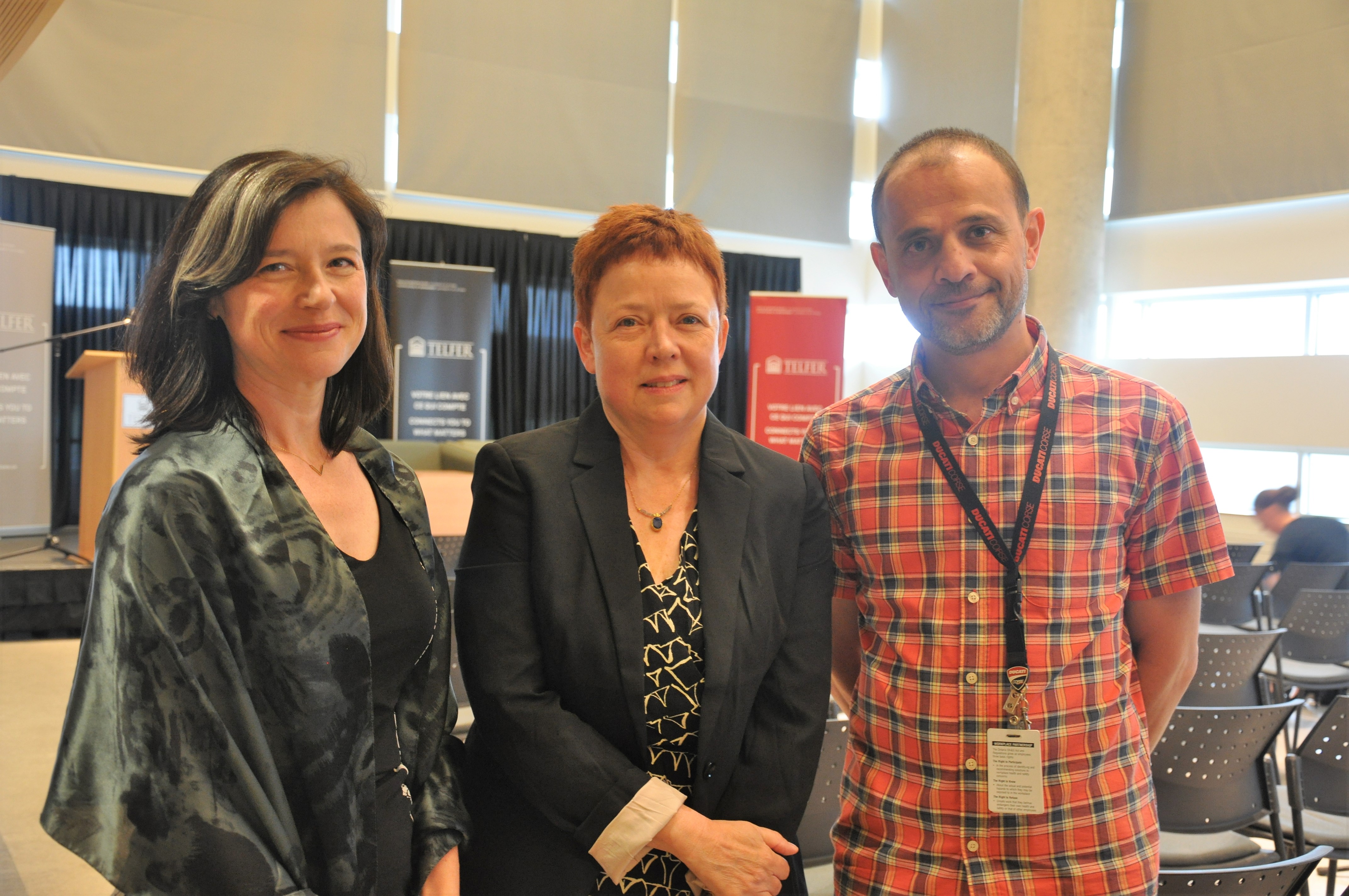 PHotos of three professors attending event