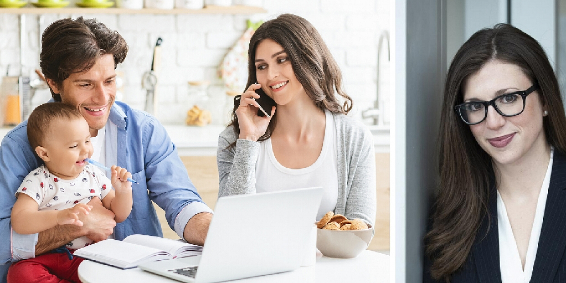 Family working at home