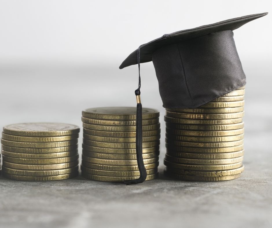 Graduation cap and coins