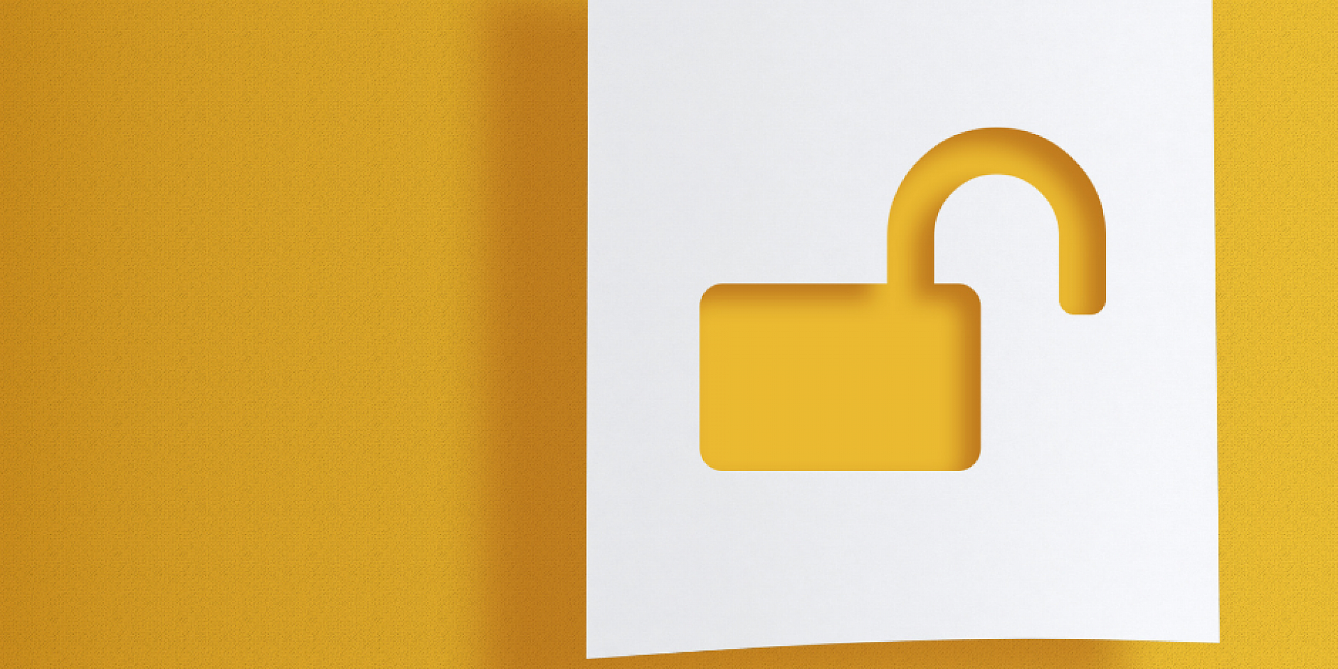 Open lock on a yellow background