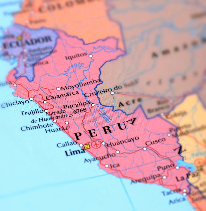 Map of Peru indicating Lima
