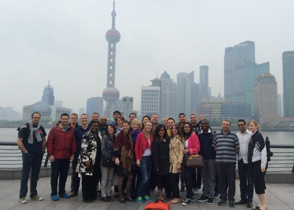 Class of 2016 poses for photo at the Bund in Shanghai