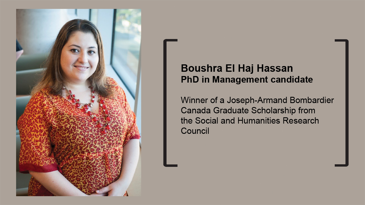 Boushra El Haj Hassan, Joseph-Armand Bombardier Canada Graduate Scholarship recipient 